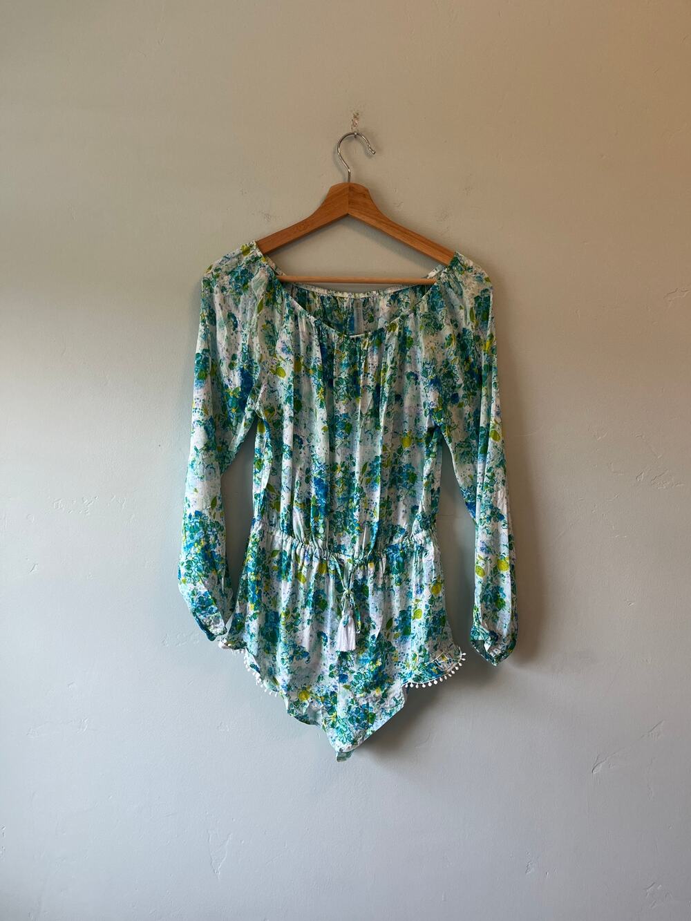 Victoria's Secret Blue Floral Lightweight Pull-on Romper